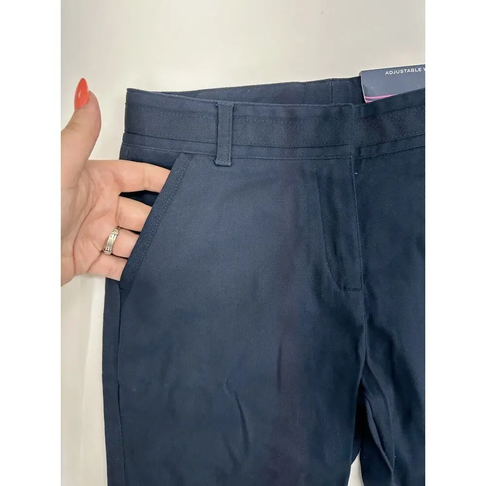 Nautica Girls School Uniform Shorts Size 10 Adjustable Skinny Bermuda Blue NWTs